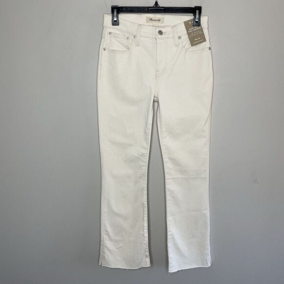 MADEWELL Kick-Out Jeans Women 25 Full-Length NEW Ivory Raw Hem NO641 - Picture 1 of 13